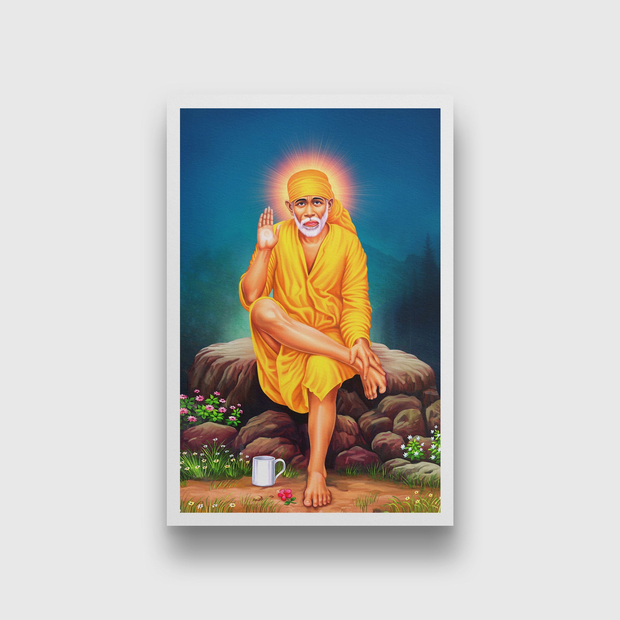 Sai Baba - Painting 2 : 3 Vertical Premium Wall Art Canvas by MeriDeewar