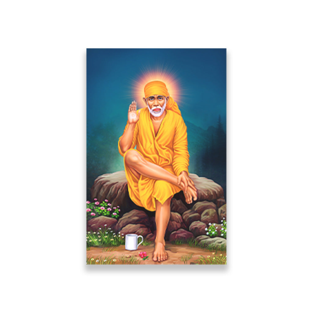 Sai Baba - Painting 2 : 3 Vertical Premium Wall Art Canvas by MeriDeewar