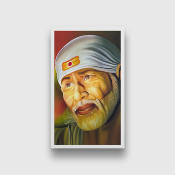 Sai Baba Portrait - Painting 1 : 2 Vertical Premium Wall Art Canvas by MeriDeewar