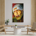Sai Baba Portrait - Painting 1 : 2 Vertical Premium Wall Art Canvas by MeriDeewar