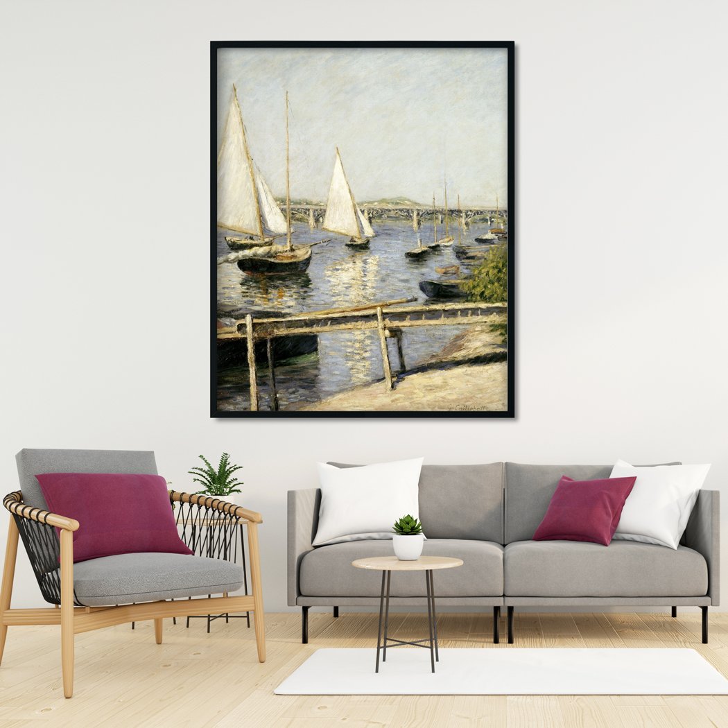 Sailing Boats at Argenteuil Painting - Meri Deewar 5 : 6 Vertical Premium Wall Art Canvas by MeriDeewar