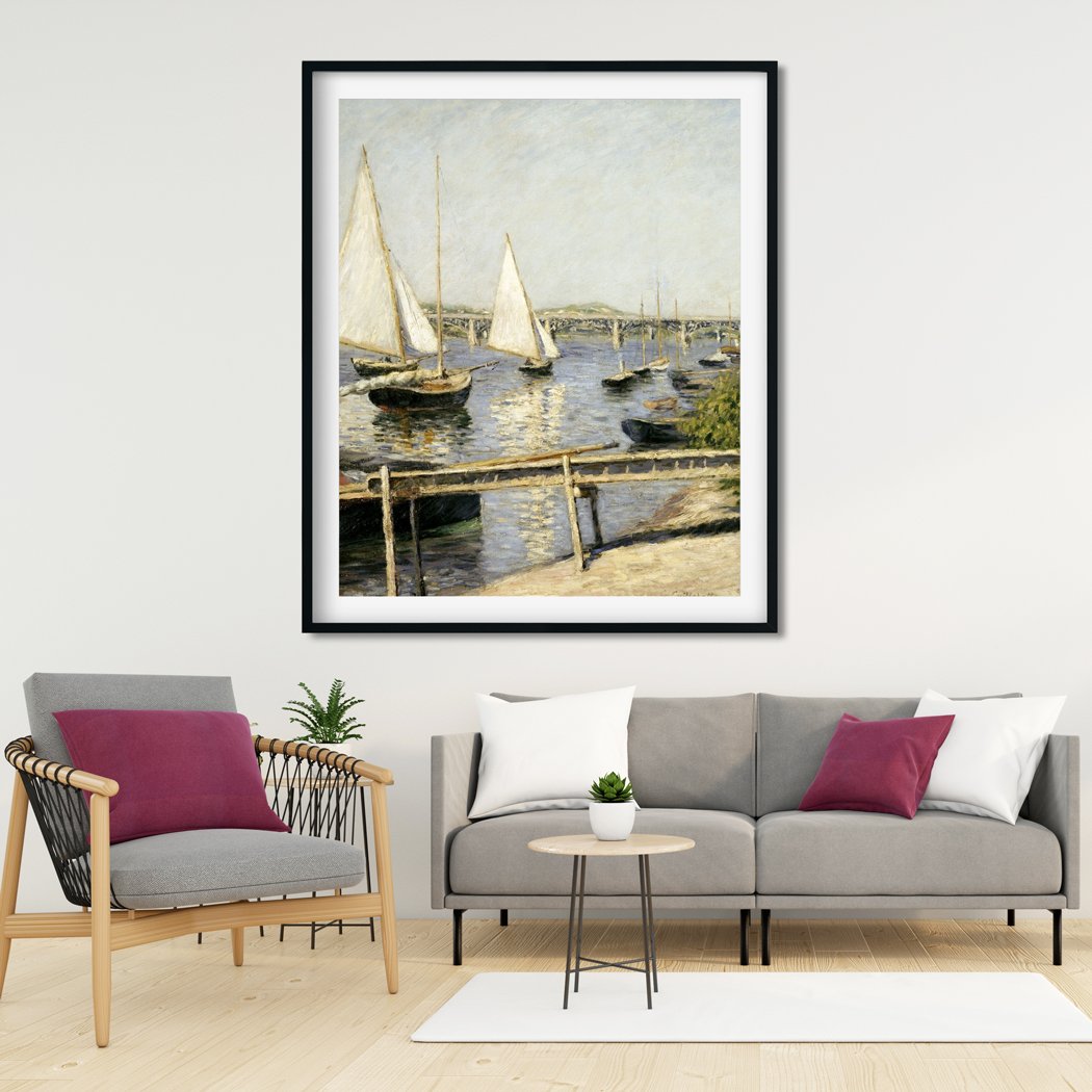 Sailing Boats at Argenteuil Painting - Meri Deewar 5 : 6 Vertical Premium Wall Art Canvas by MeriDeewar