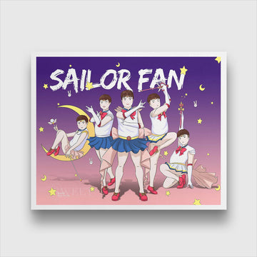 Sailor Fan Poster Painting 4 :5 Vertical Premium Wall Art Canvas by MeriDeewar