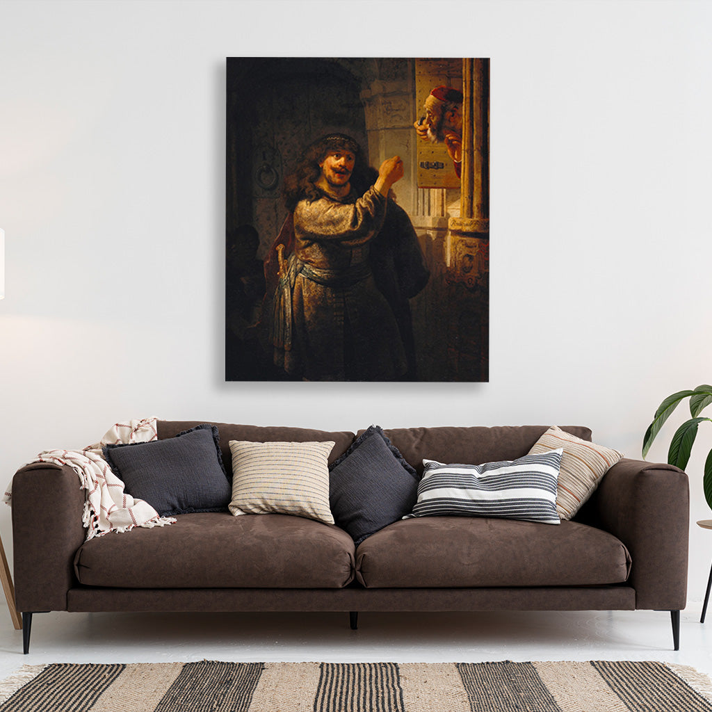 Samson Threatening His Father in Law Painting - Meri Deewar 4 :5 Vertical Premium Wall Art Canvas by MeriDeewar