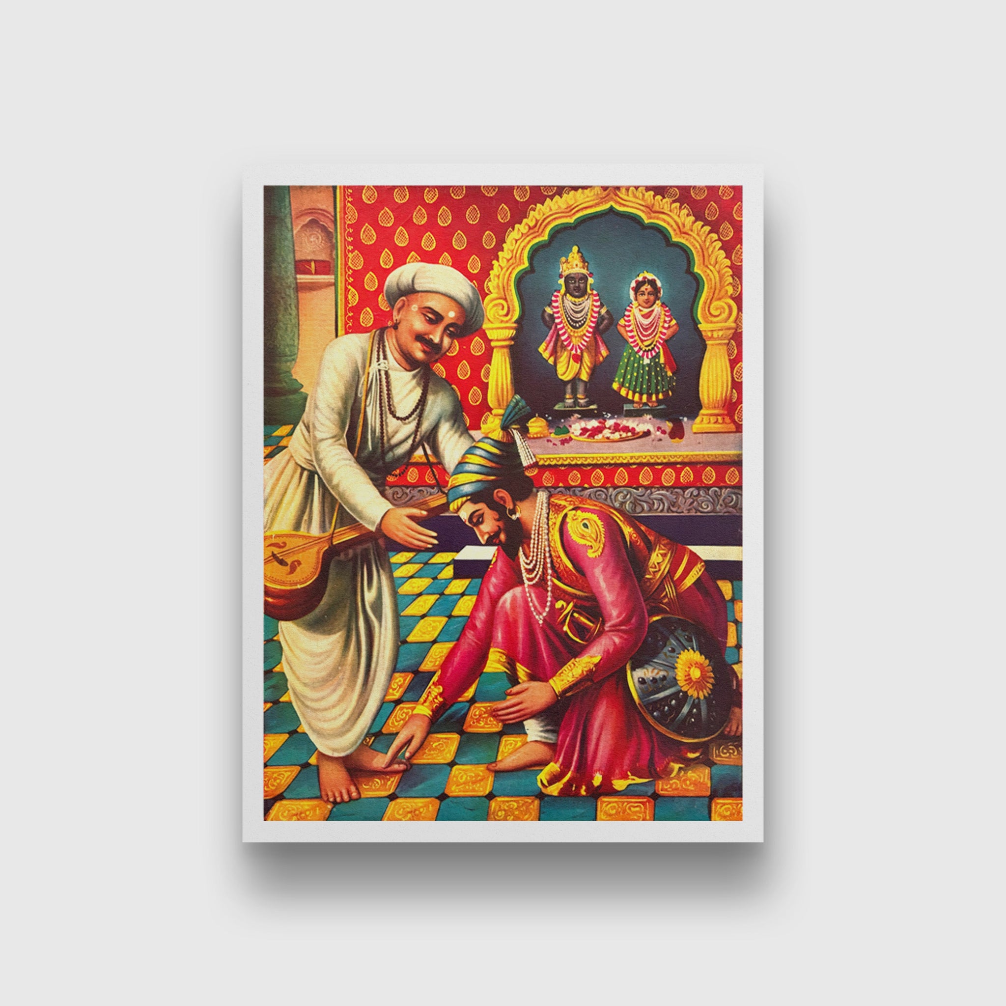 Santa Tukaram& Shivaji Maharaj - Painting 3 : 4 Vertical Premium Wall Art Canvas by MeriDeewar