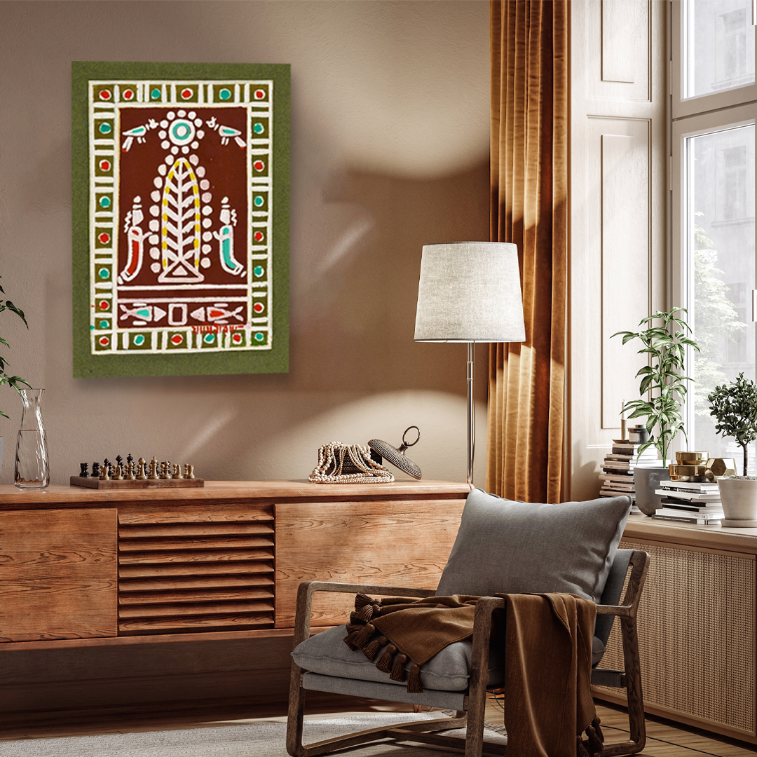 Santhal Pattern Painting 2 : 3 Vertical Premium Wall Art Canvas by MeriDeewar