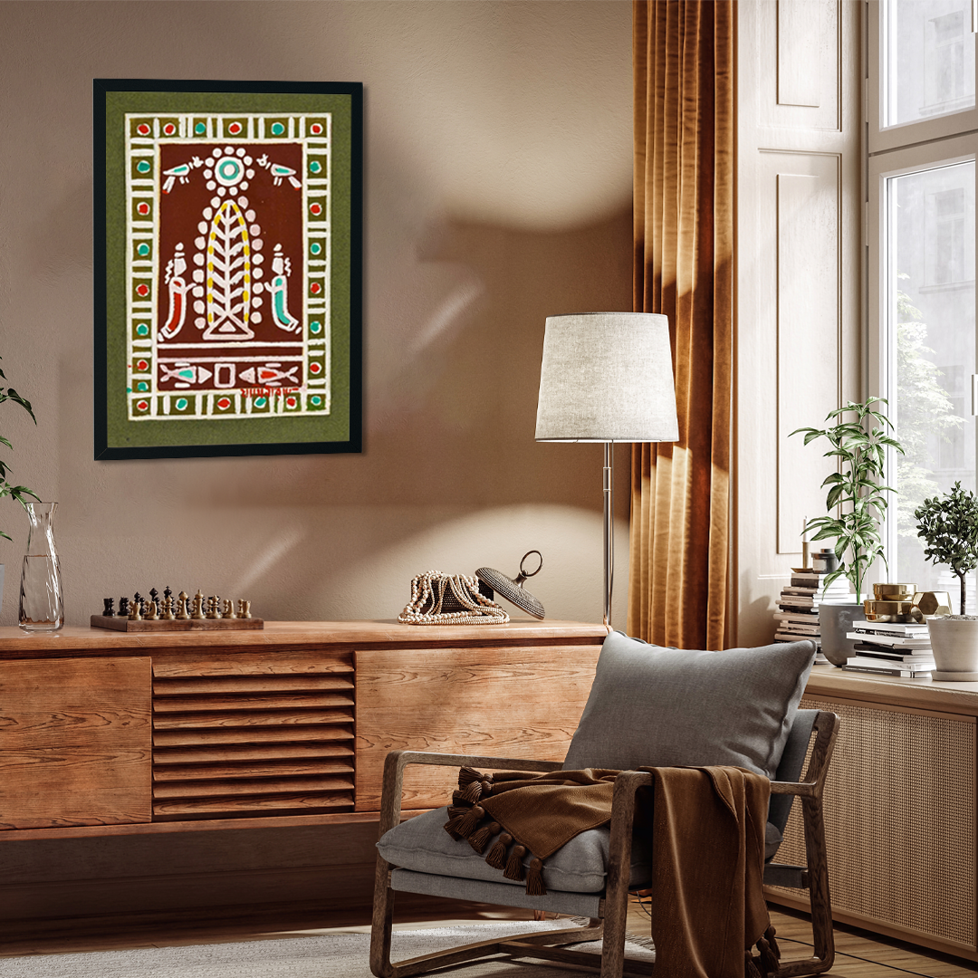 Santhal Pattern Painting 2 : 3 Vertical Premium Wall Art Canvas by MeriDeewar