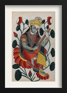Sarasvati-sitting-on-lotuses-plying-her-vina.-Watercolour-drawing Painting - Meri Deewar 2 : 3 Vertical Premium Wall Art Canvas by MeriDeewar