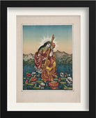 Sarasvati with a musical instrument, sitting on a lotus Painting - Meri Deewar 4 :5 Vertical Premium Wall Art Canvas by MeriDeewar