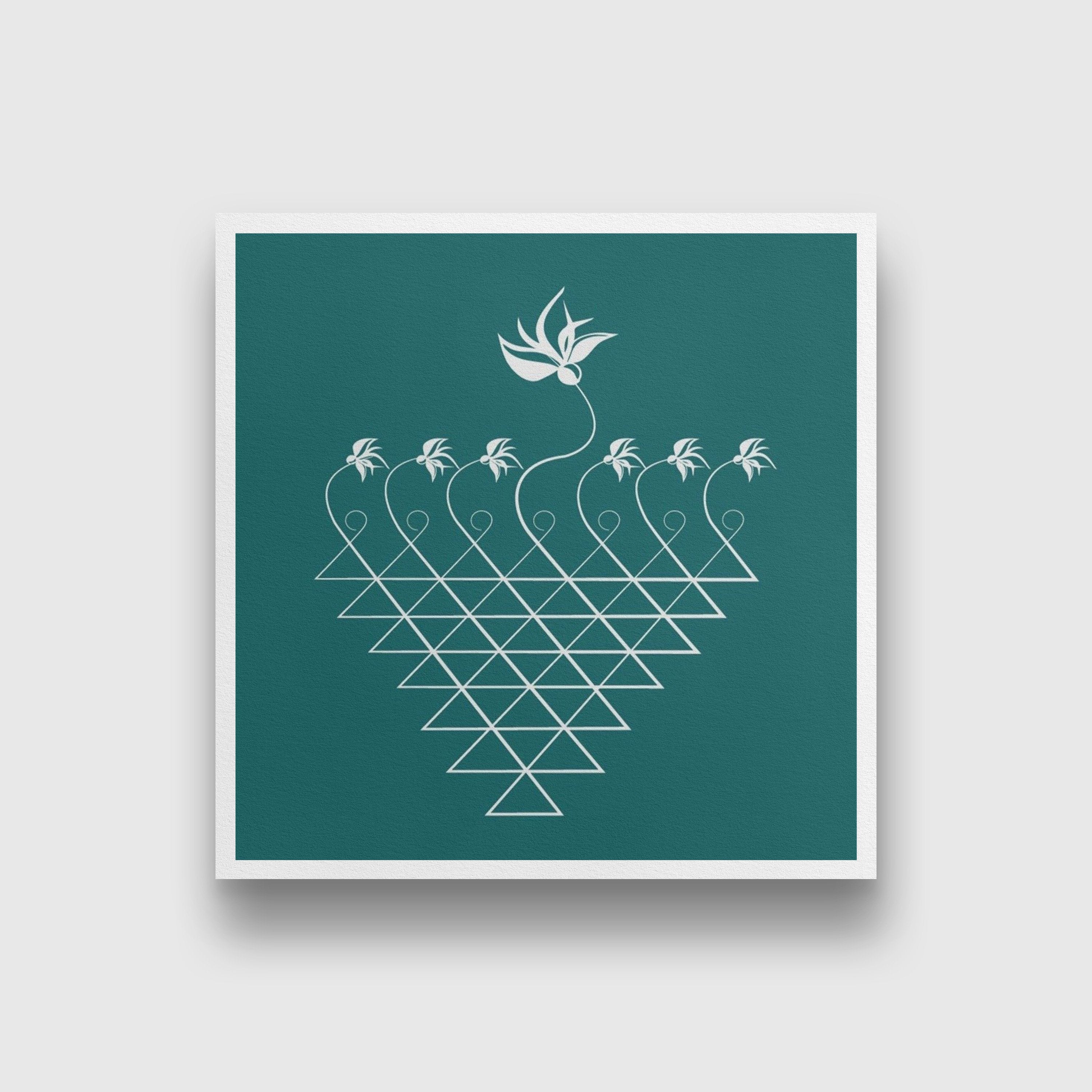 Saraswati Yantra Painting 1 : 1 Square Premium Wall Art Canvas by MeriDeewar