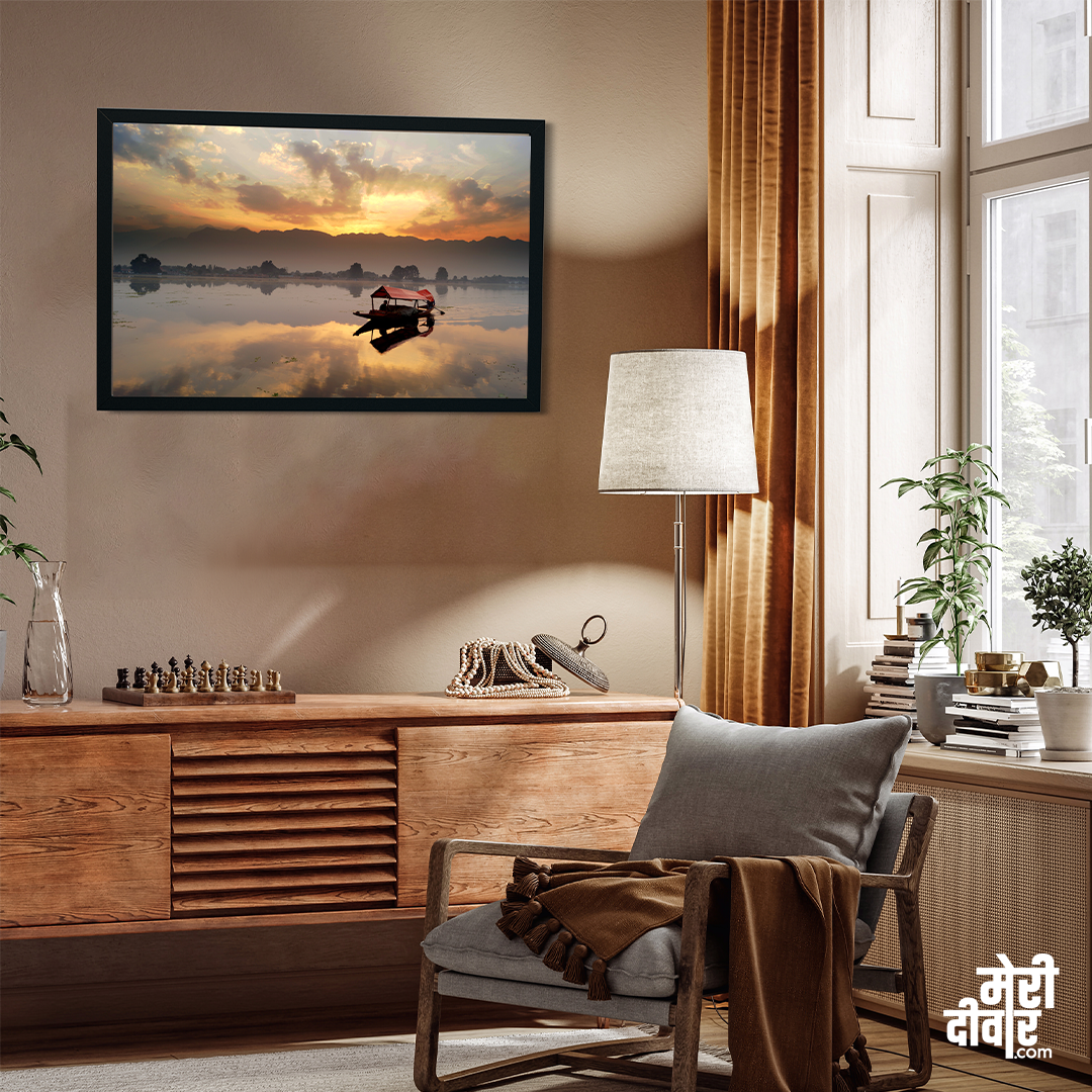 Scenic Landscapes With Mesmerizing Sunset Wall Painting 3 : 2 Horizontal Premium Wall Art Canvas by MeriDeewar