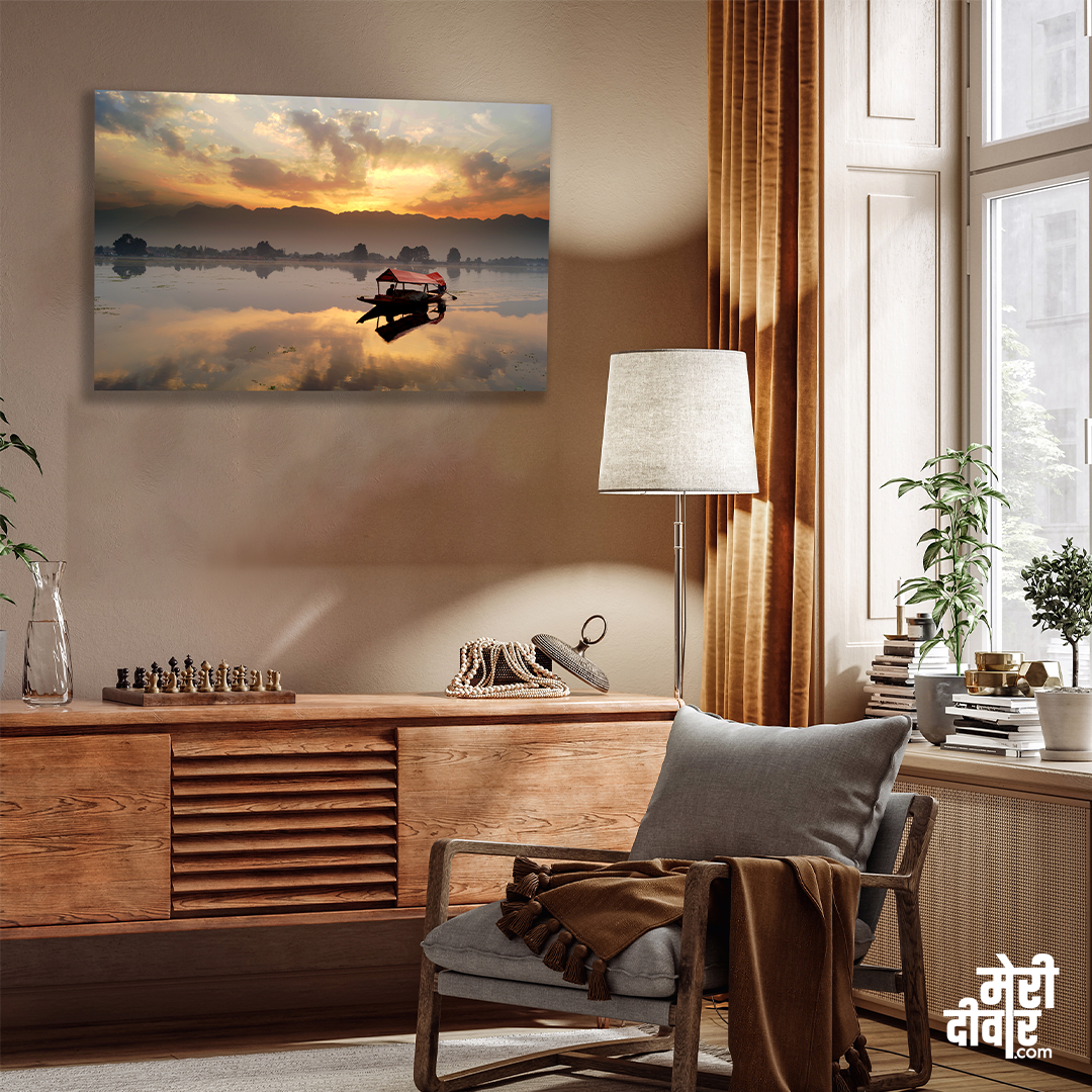 Scenic Landscapes With Mesmerizing Sunset Wall Painting 3 : 2 Horizontal Premium Wall Art Canvas by MeriDeewar