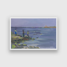 Sea Beach Fishermen Painting 3 : 2 Horizontal Premium Wall Art Canvas by MeriDeewar