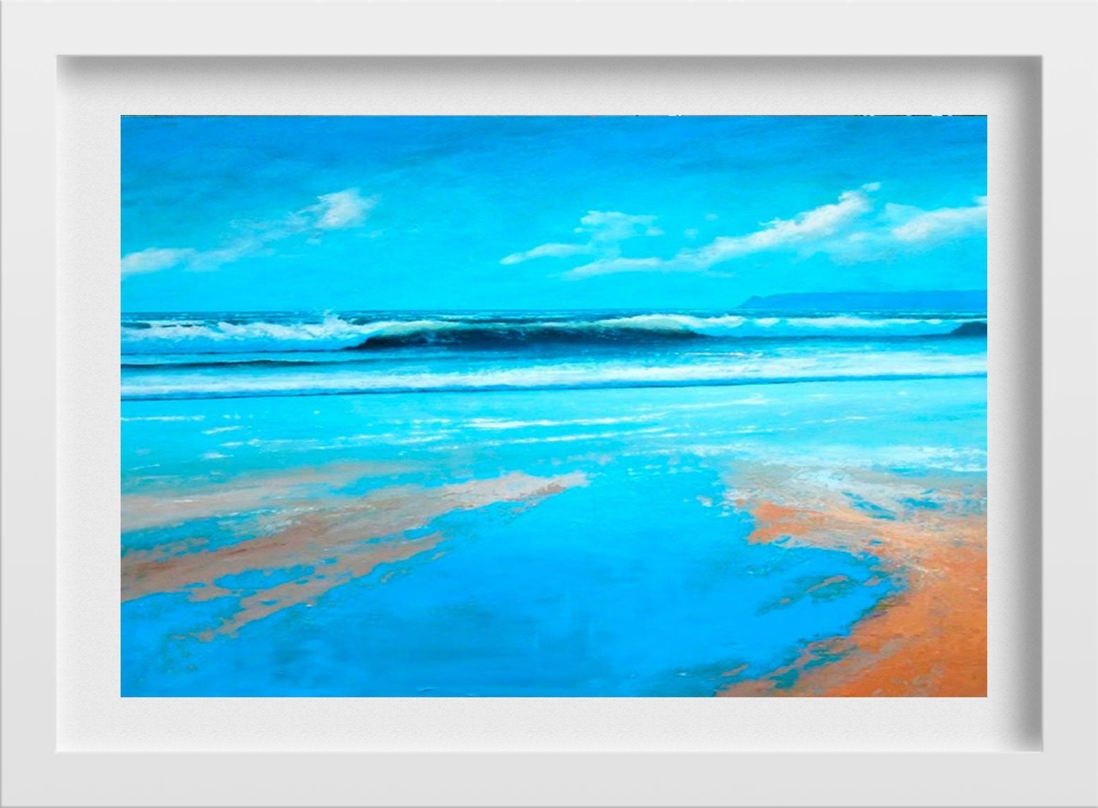 Sea Blue Beach Painting for Living Room | MeriDeewar