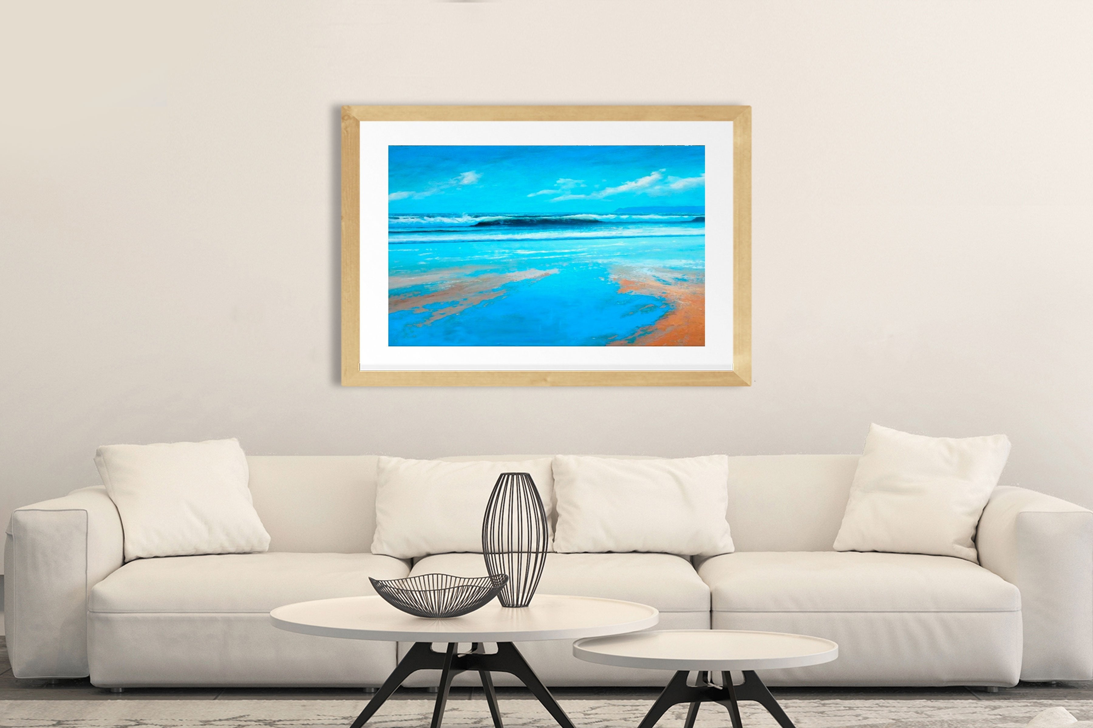 Sea Blue Painting - Meri Deewar 3 : 2 Horizontal Premium Wall Art Canvas by MeriDeewar