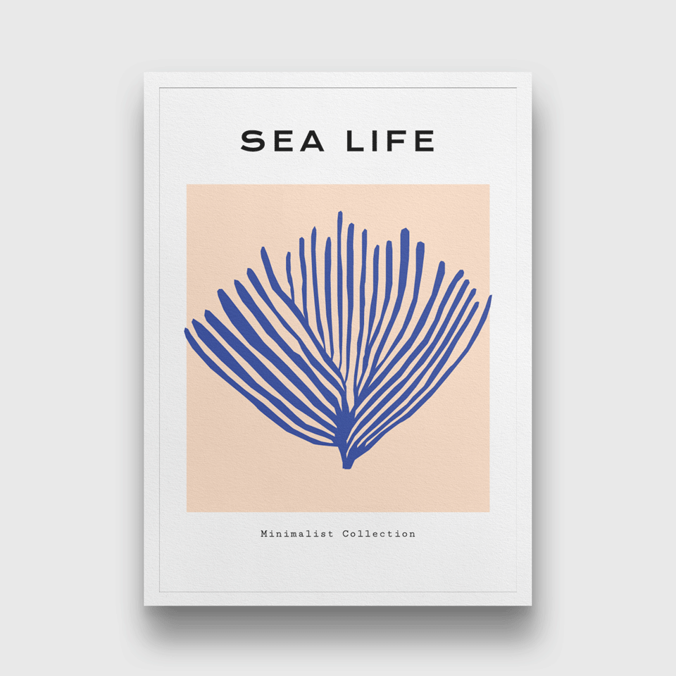 Sea Life minimalistic Painting 3 : 4.2 Vertical Premium Wall Art Canvas by MeriDeewar
