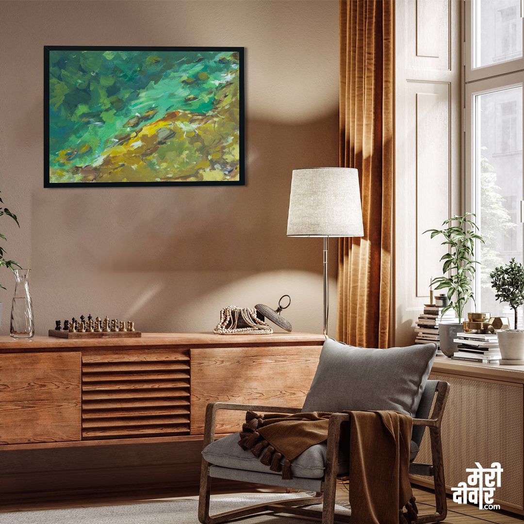 Sea Painting Beach View From Gouache Sea Stones Waves Painting 3 : 2 Horizontal Premium Wall Art Canvas by MeriDeewar