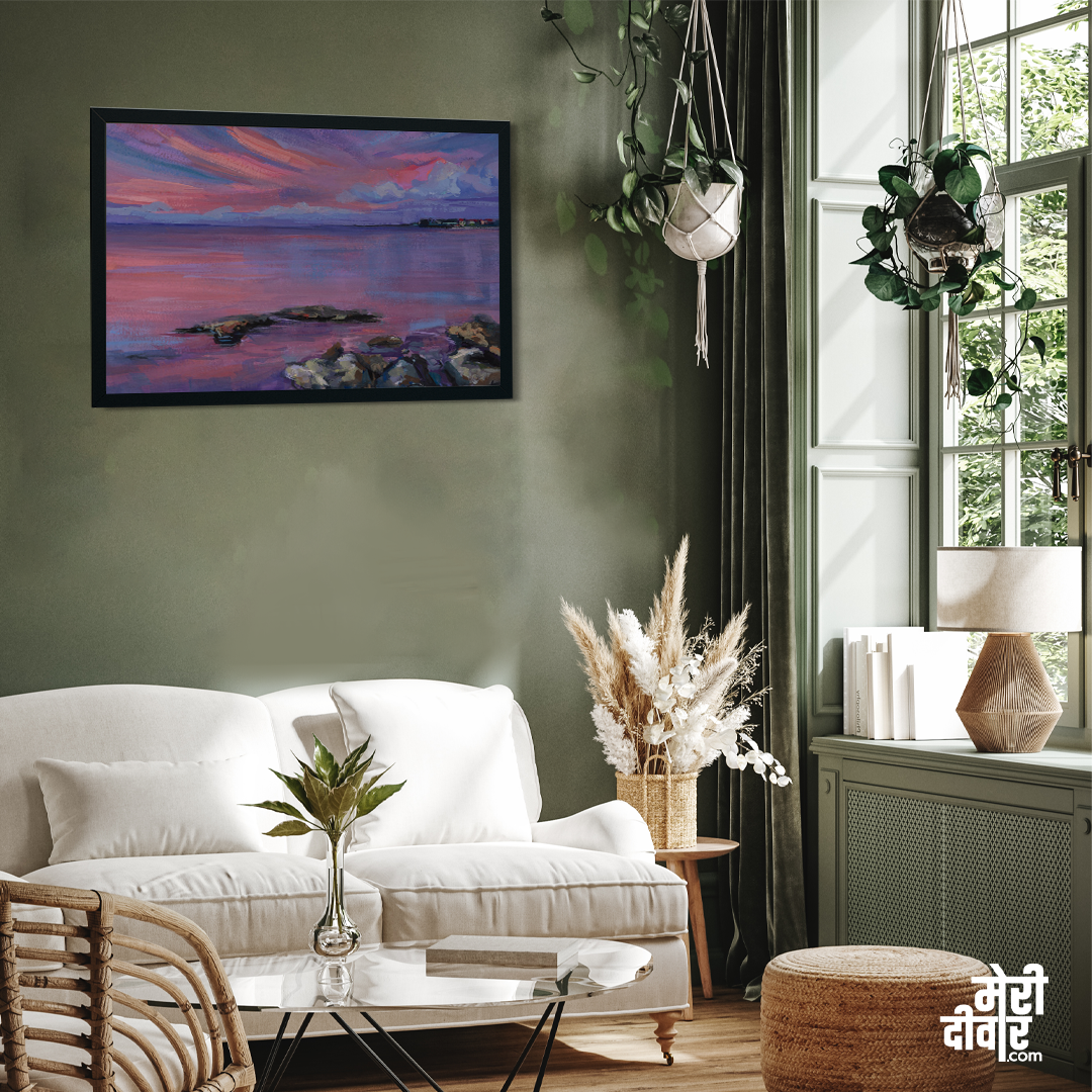 Sea Purple Painting 3 : 2 Horizontal Premium Wall Art Canvas by MeriDeewar