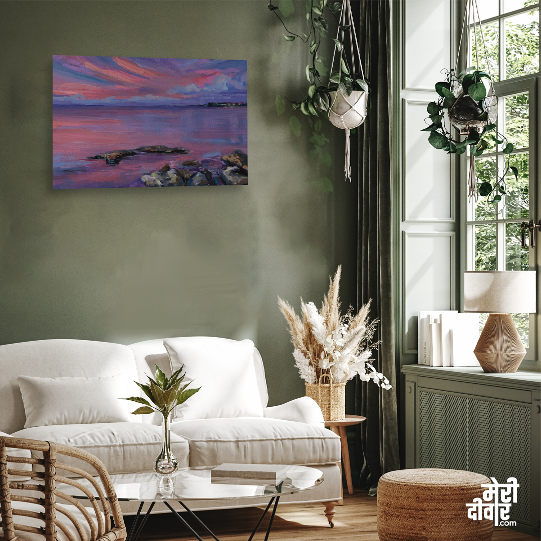 Sea Purple Painting 3 : 2 Horizontal Premium Wall Art Canvas by MeriDeewar