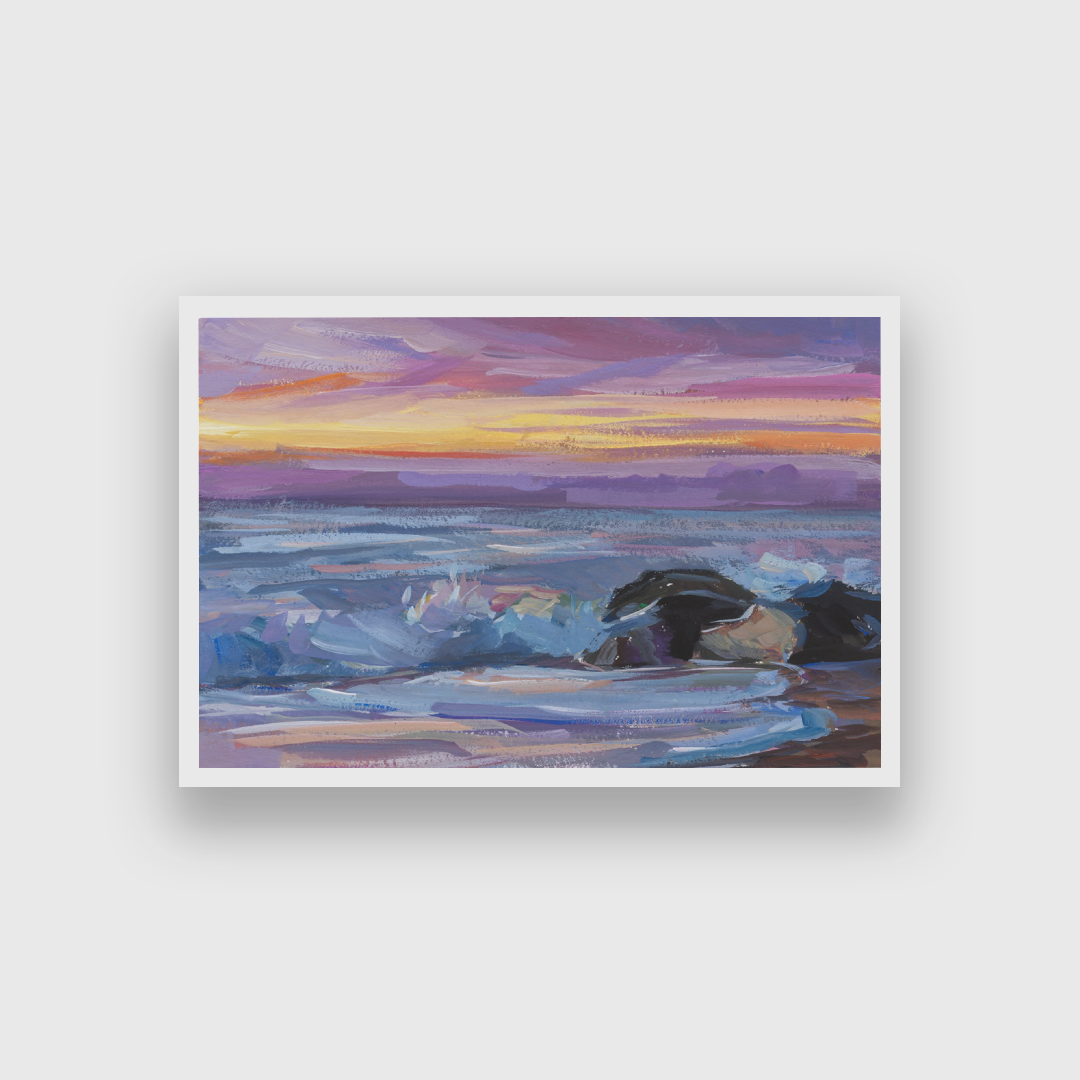 Sea Purple Waves Painting 3 : 2 Horizontal Premium Wall Art Canvas by MeriDeewar