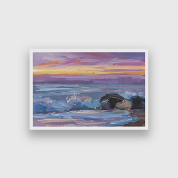 Sea Purple Waves Painting 3 : 2 Horizontal Premium Wall Art Canvas by MeriDeewar