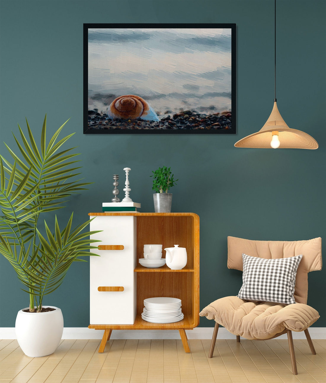 Sea Shell Isolated Painting - Meri Deewar 4 : 3 Horizontal Premium Wall Art Canvas by MeriDeewar