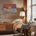 Sea Ship Gouache Waves Painting 3 : 2 Horizontal Premium Wall Art Canvas by MeriDeewar