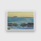 Sea Ship Waves Gouache Painting 3 : 2 Horizontal Premium Wall Art Canvas by MeriDeewar