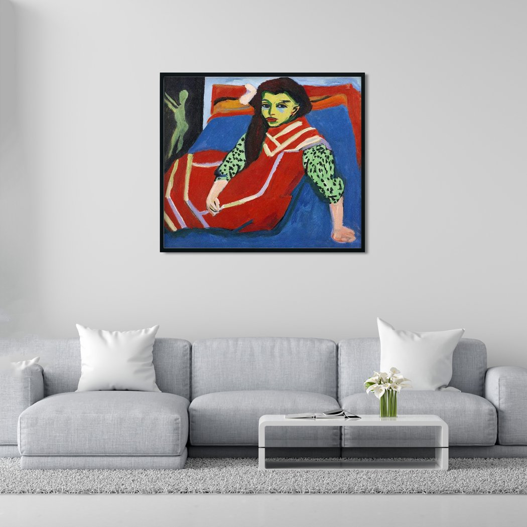Seated Girl Painting - MeriDeewar 1 : 1 Square Premium Wall Art Canvas by MeriDeewar