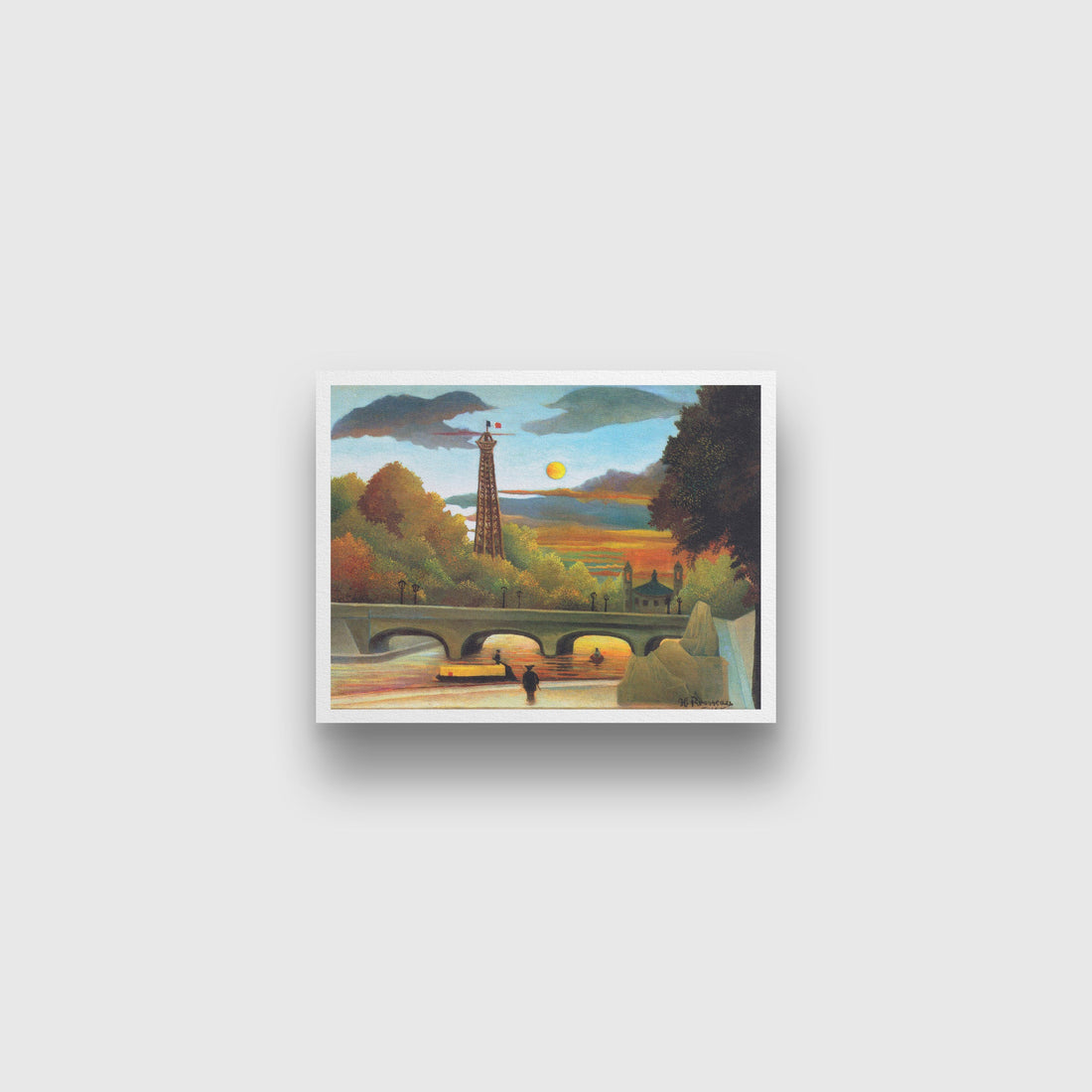 Seine and Eiffel-tower in the sunset 4 : 3 Horizontal Premium Wall Art Canvas by MeriDeewar