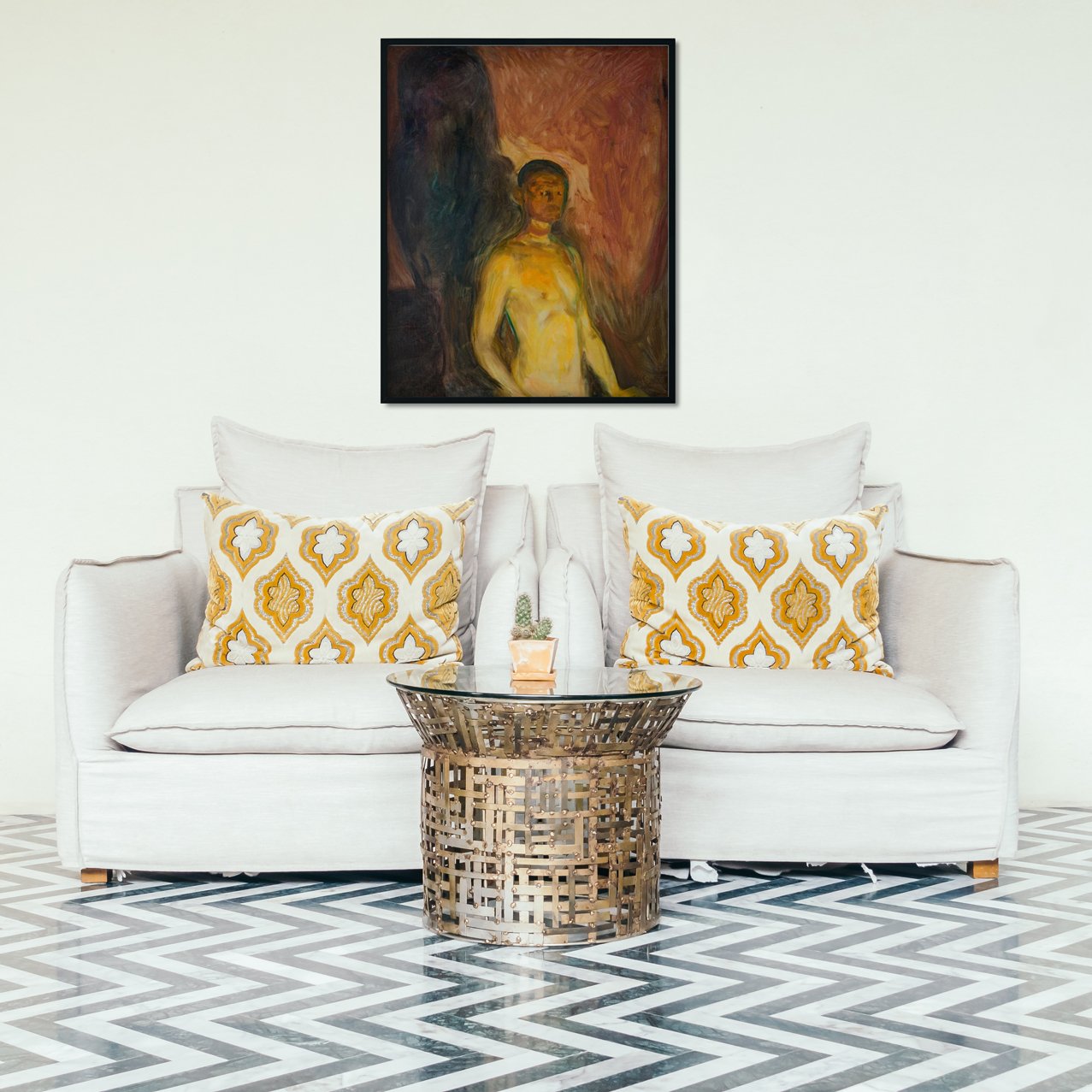 Self Portait in Hell Painting - Meri Deewar 4 :5 Vertical Premium Wall Art Canvas by MeriDeewar
