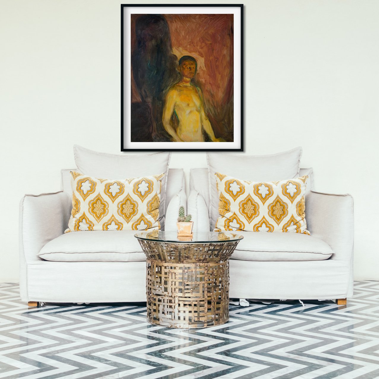Self Portait in Hell Painting - Meri Deewar 4 :5 Vertical Premium Wall Art Canvas by MeriDeewar