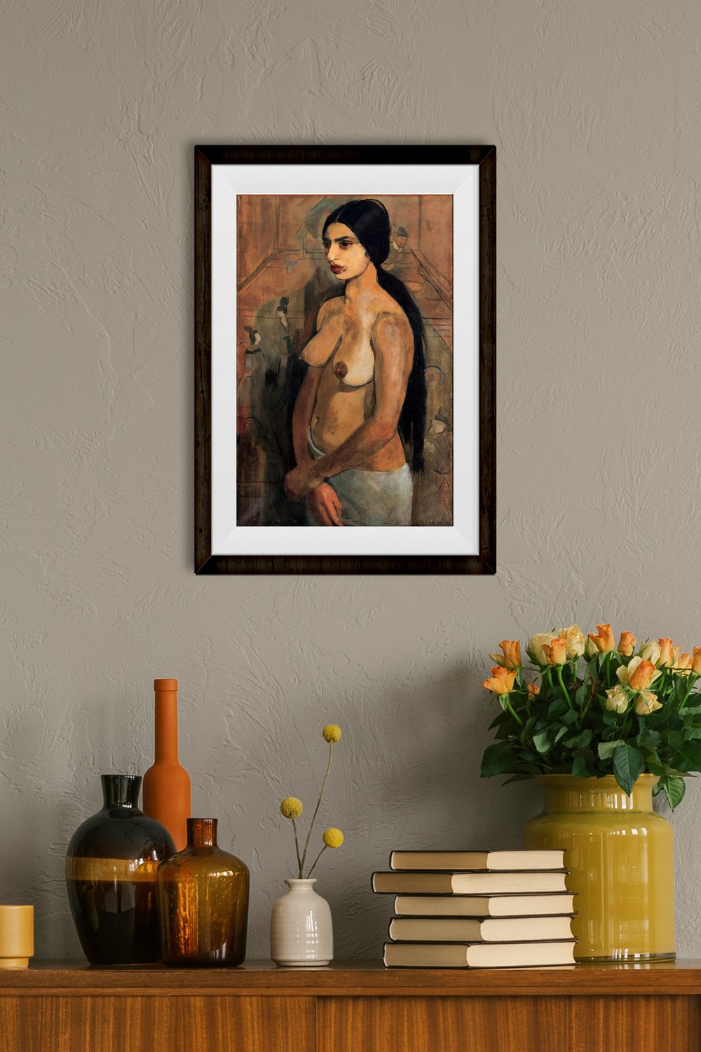 Self Portrait as a Tahitian Painting - Meri Deewar 1 : 2 Vertical Premium Wall Art Canvas by MeriDeewar