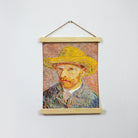 Self-Portrait With A Straw Hat (1887) By Van Gogh Hanging Canvas Painting - Meri Deewar Hanging Canvas Premium Wall Art Canvas by MeriDeewar