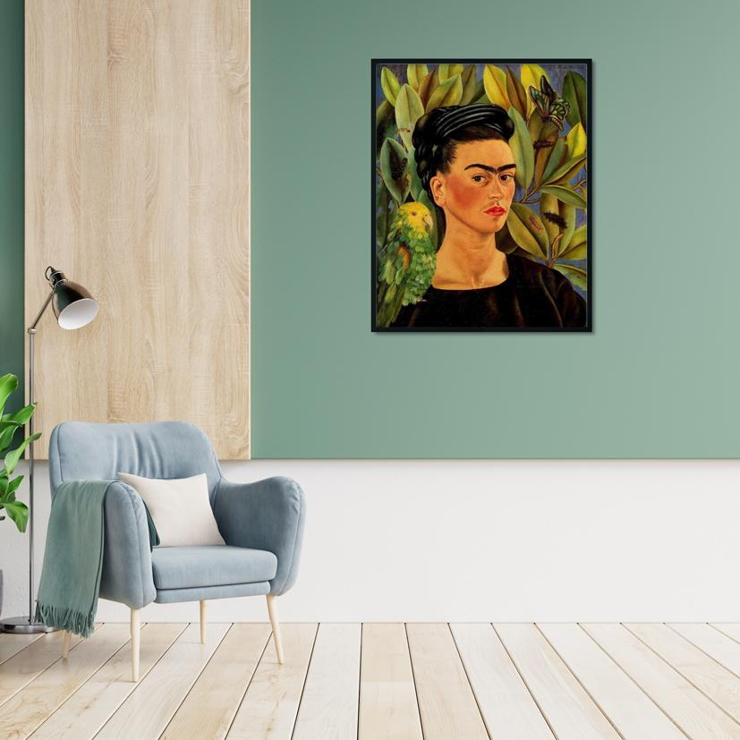 Self Portrait with Bonito Painting - Meri Deewar 3 : 4 Vertical Premium Wall Art Canvas by MeriDeewar