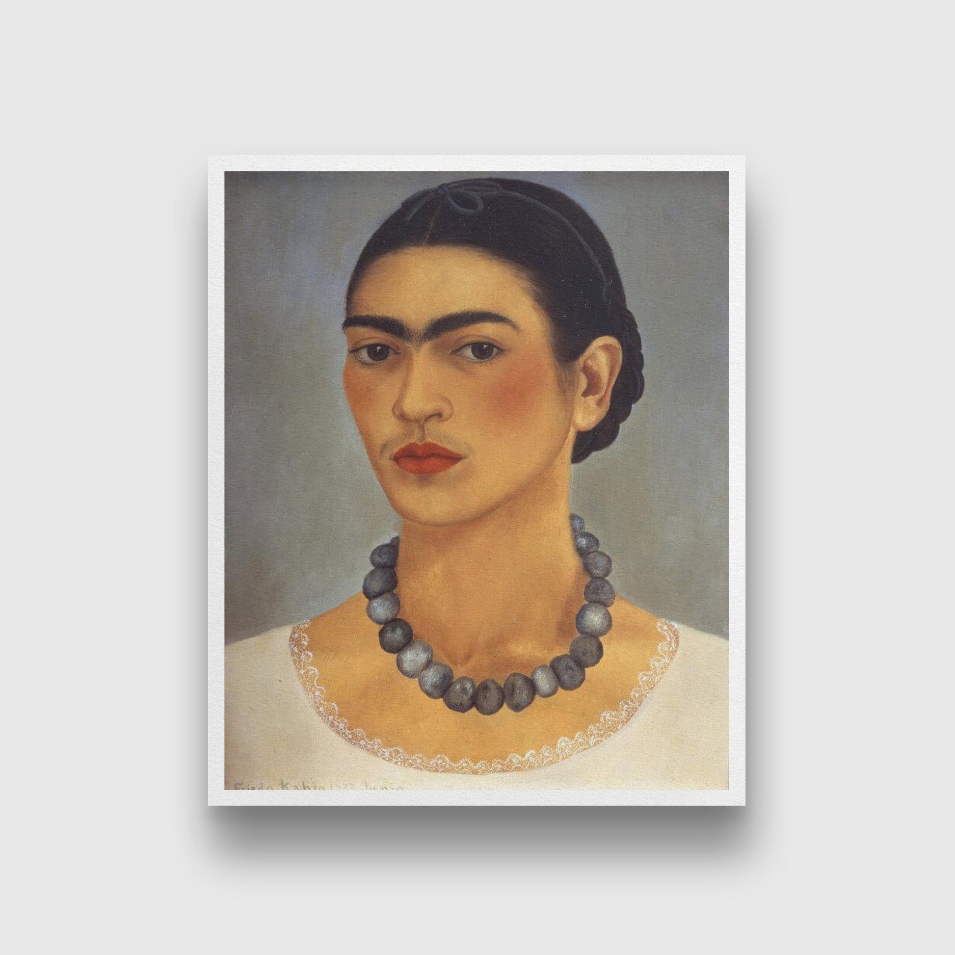 Self Portrait With Necklace Painting - Meri Deewar 4 :5 Vertical Premium Wall Art Canvas by MeriDeewar