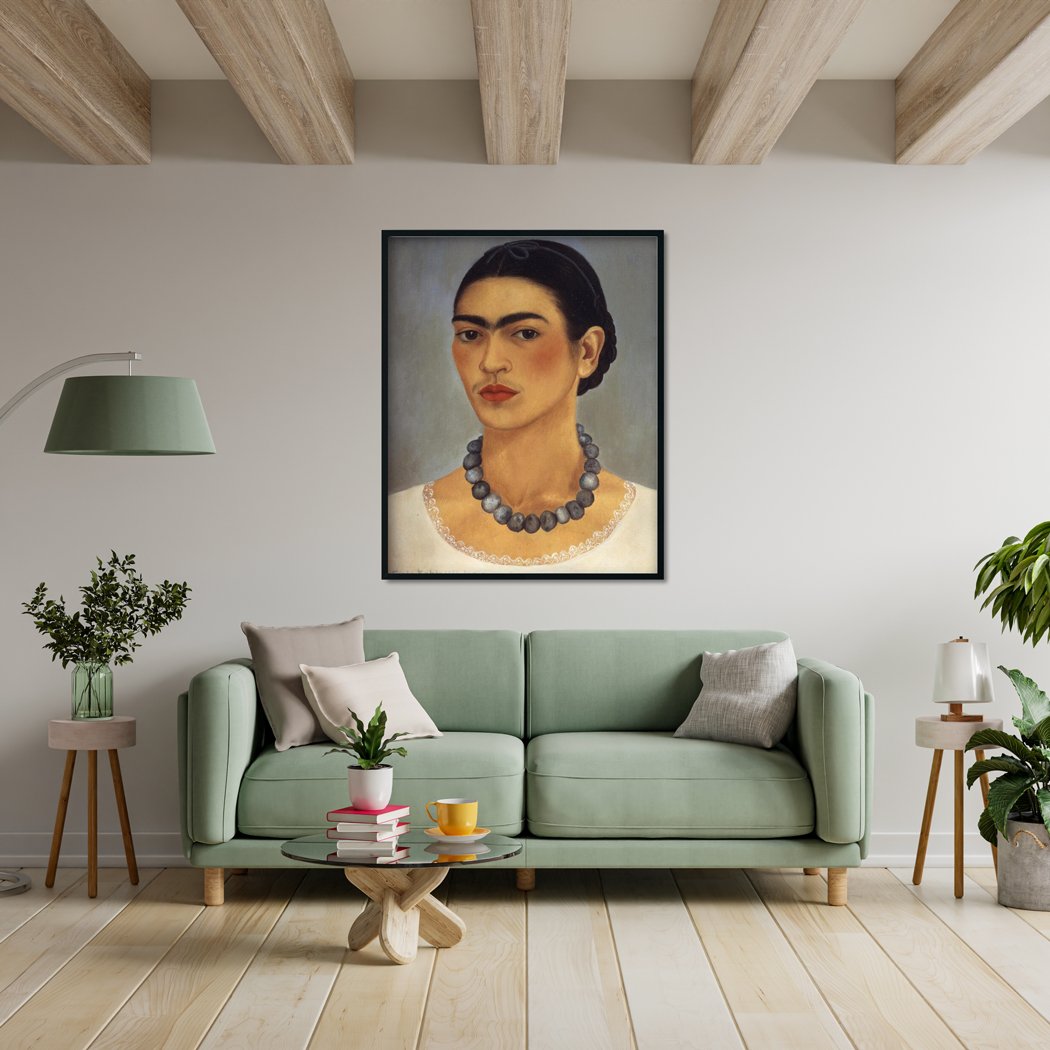 Self Portrait With Necklace Painting - Meri Deewar 4 :5 Vertical Premium Wall Art Canvas by MeriDeewar