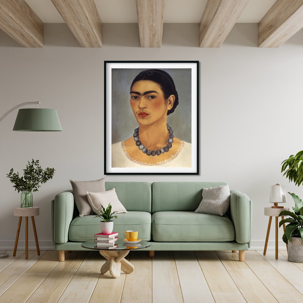 Self Portrait With Necklace Painting - Meri Deewar 4 :5 Vertical Premium Wall Art Canvas by MeriDeewar
