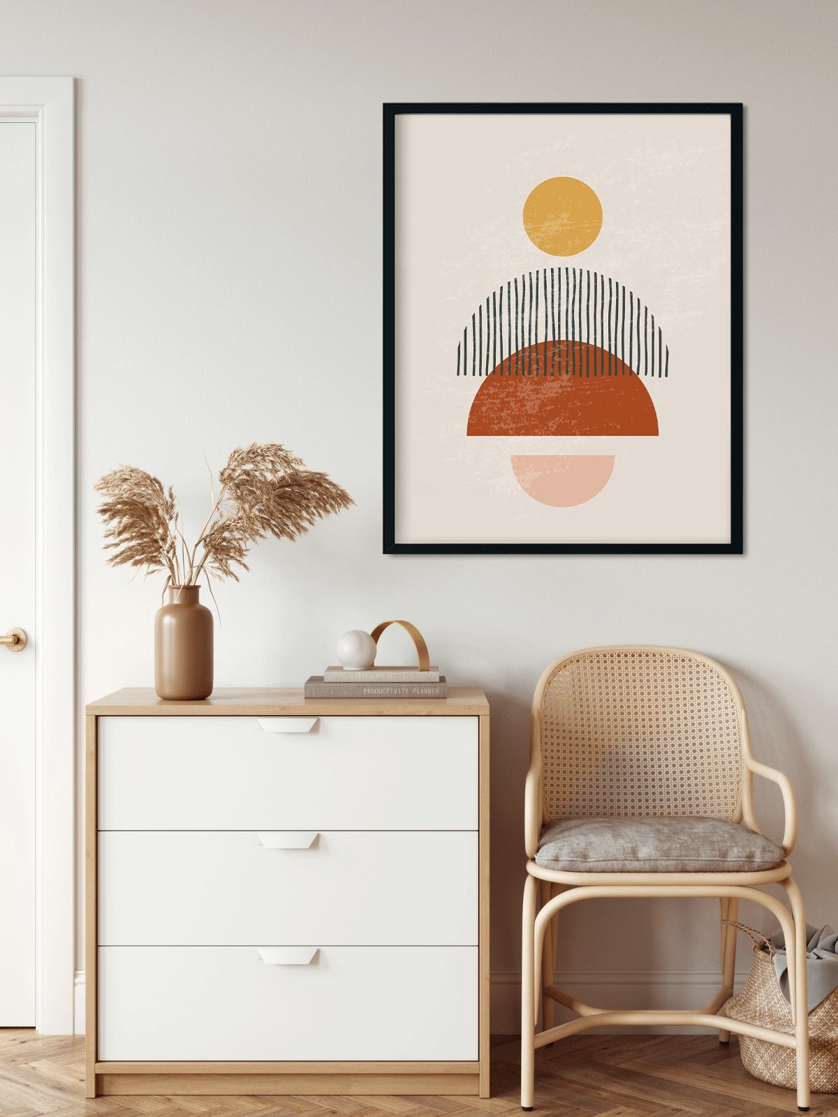 Semi circle geometric Painting 3 : 4 Vertical Premium Wall Art Canvas by MeriDeewar