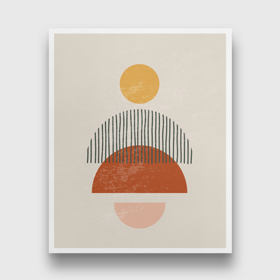 Semi circle geometric Painting 3 : 4 Vertical Premium Wall Art Canvas by MeriDeewar