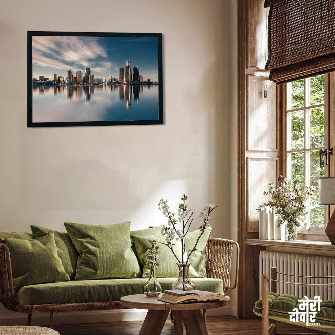 Serenity of the Skyscrapers Painting 3 : 2 Horizontal Premium Wall Art Canvas by MeriDeewar