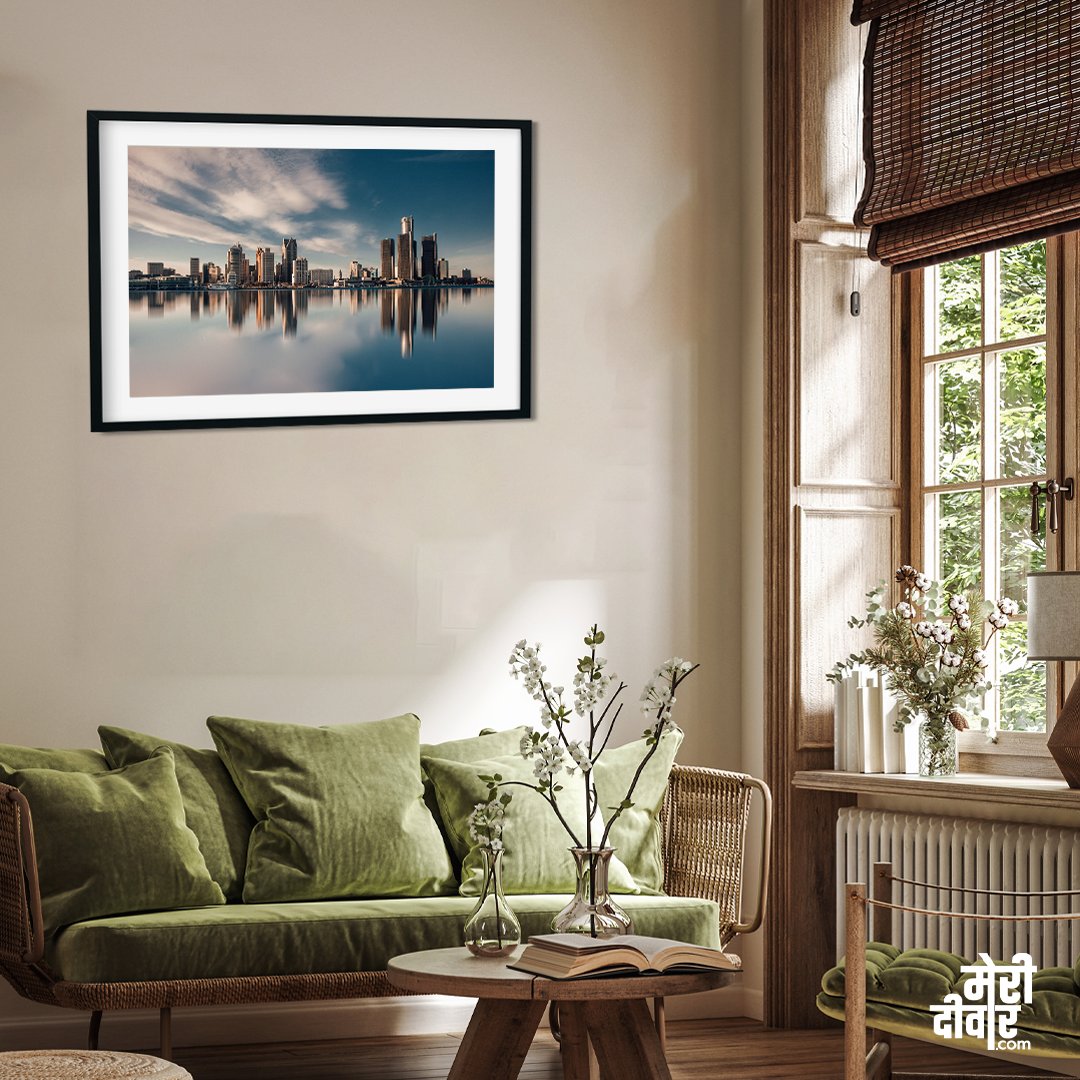 Serenity of the Skyscrapers Painting 3 : 2 Horizontal Premium Wall Art Canvas by MeriDeewar