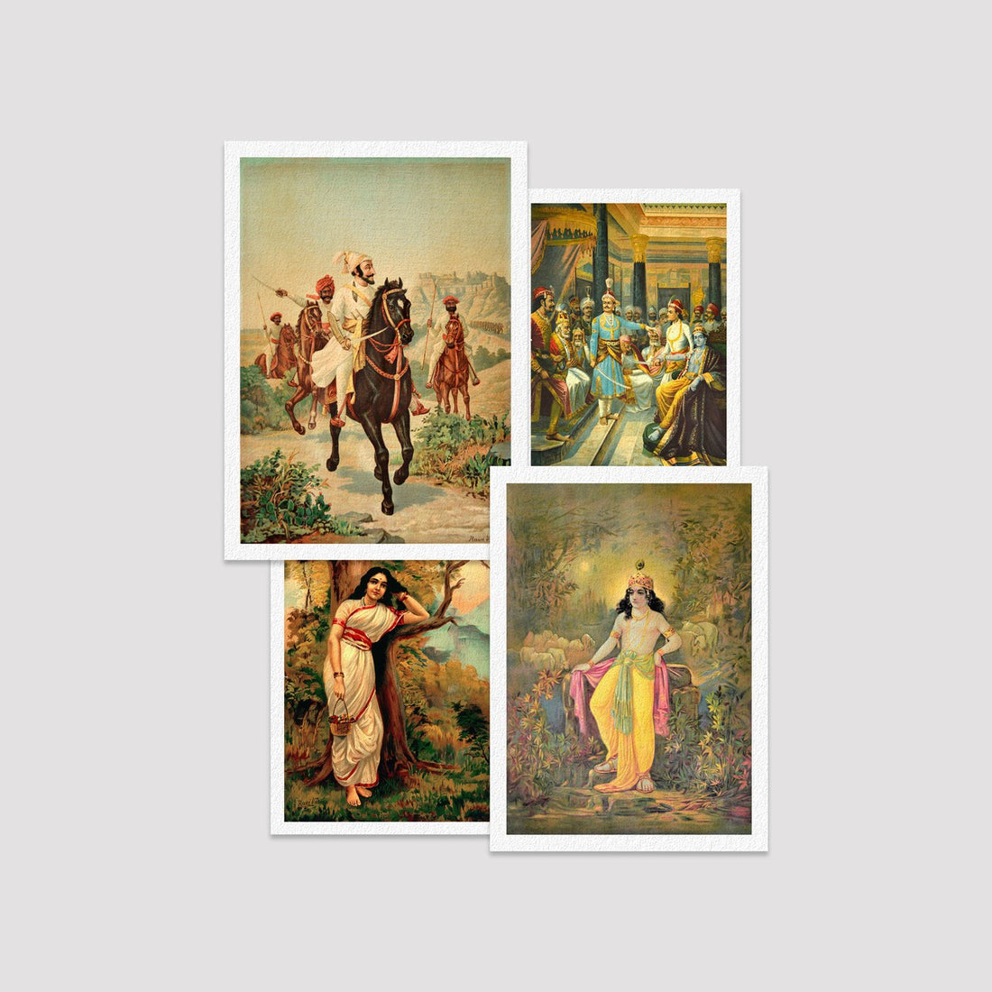 Set of 4 Print by Raja Ravi Varma Deals Premium Wall Art Canvas by MeriDeewar