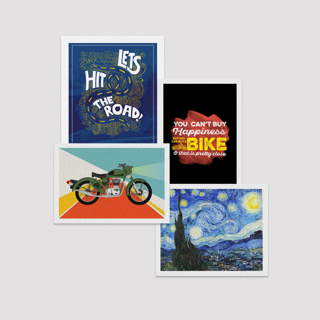 Set of  4 Print by Road Trip Collection Deals Premium Wall Art Canvas by MeriDeewar