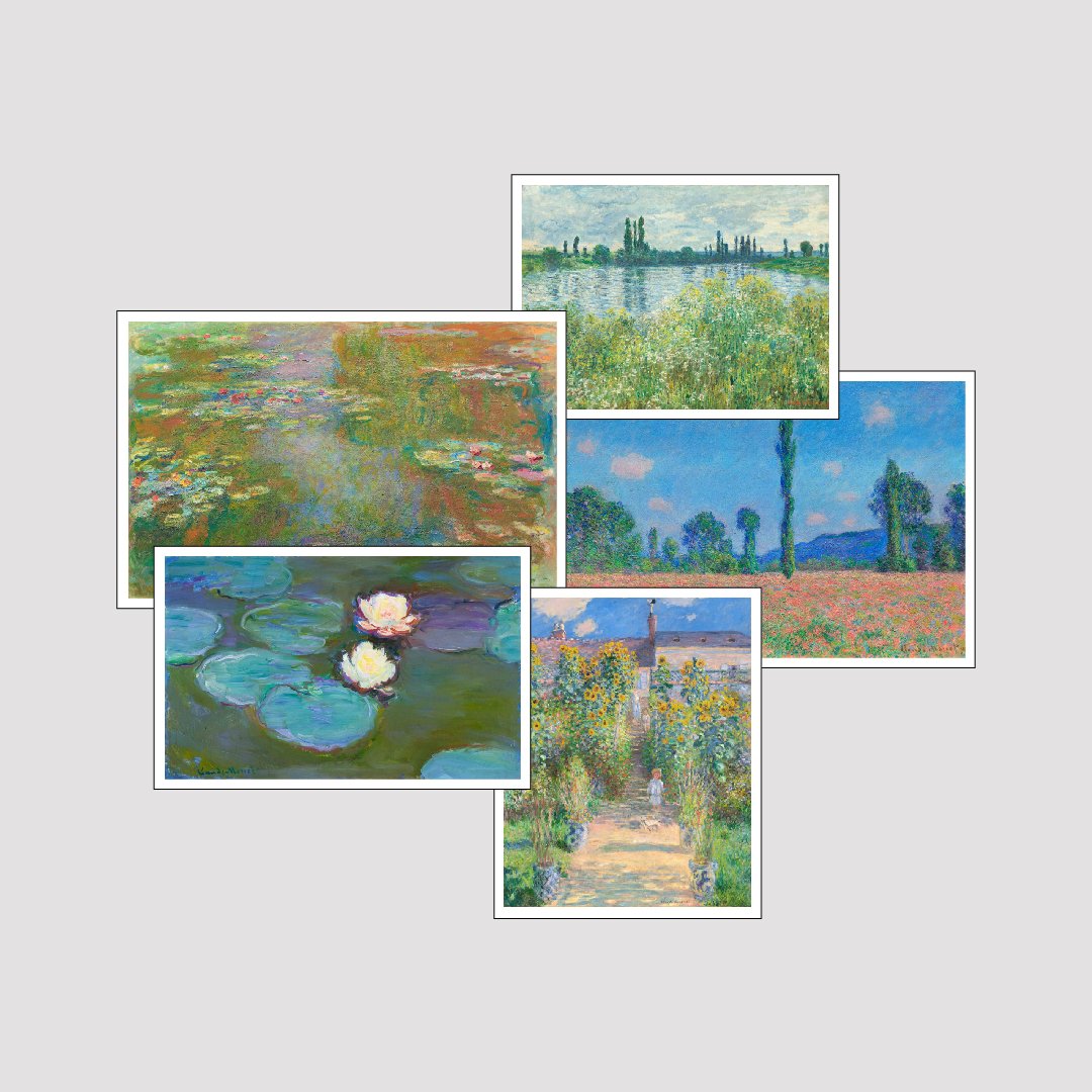 Set of 5 Print by Claude Monet Deals Premium Wall Art Canvas by MeriDeewar