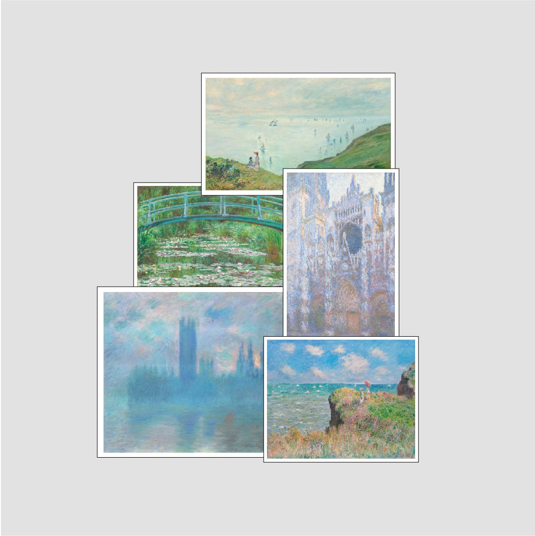 Set of 5 Print by Claude Monet Deals Premium Wall Art Canvas by MeriDeewar