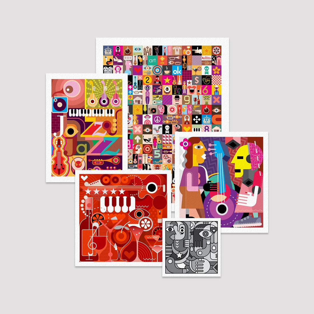 Set of 5 Print By Picasso Deals Premium Wall Art Canvas by MeriDeewar