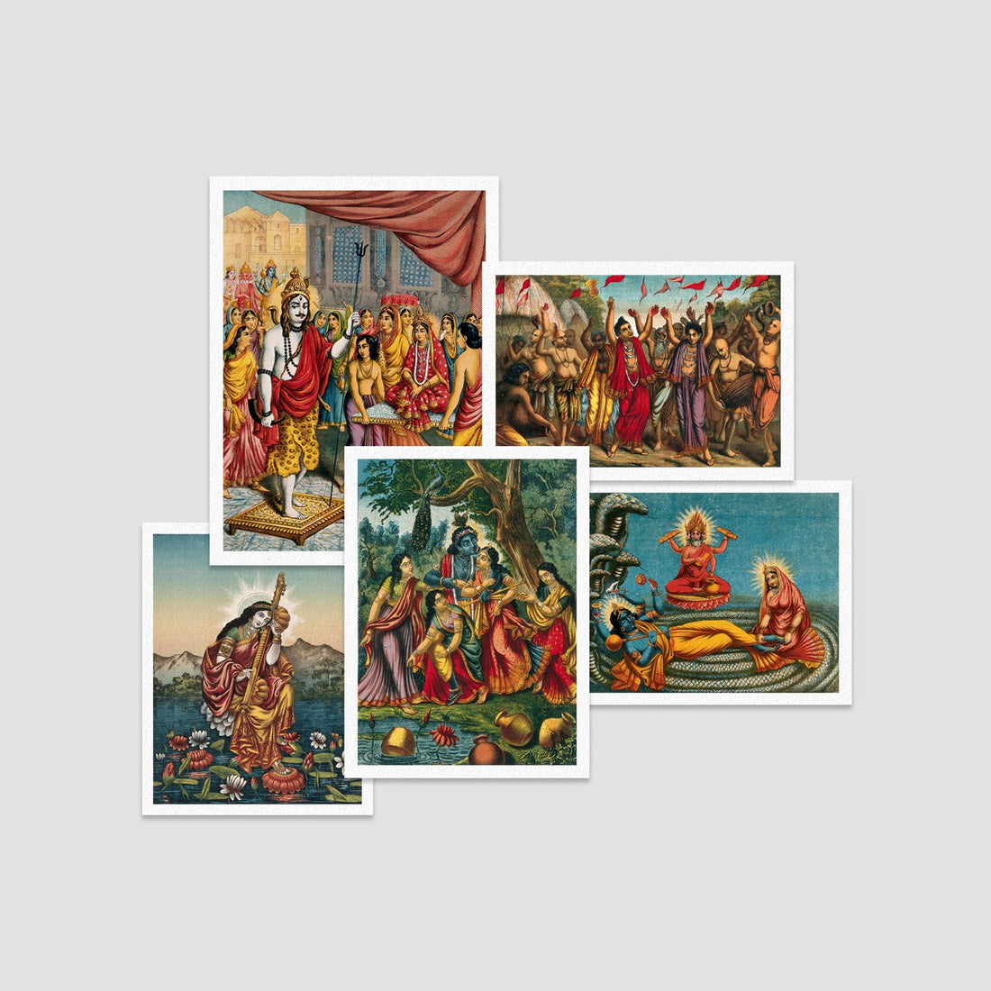 Set of 5 Print- Indian God Collection Deals Premium Wall Art Canvas by MeriDeewar