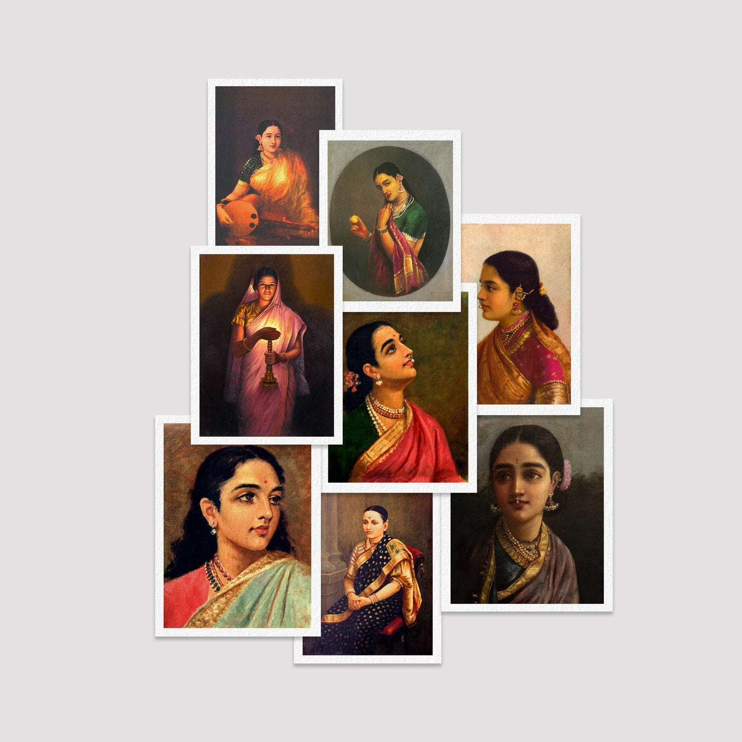 Set of 8 Print by Raja Ravi Varma / S.L. HALDANKAR Deals Premium Wall Art Canvas by MeriDeewar