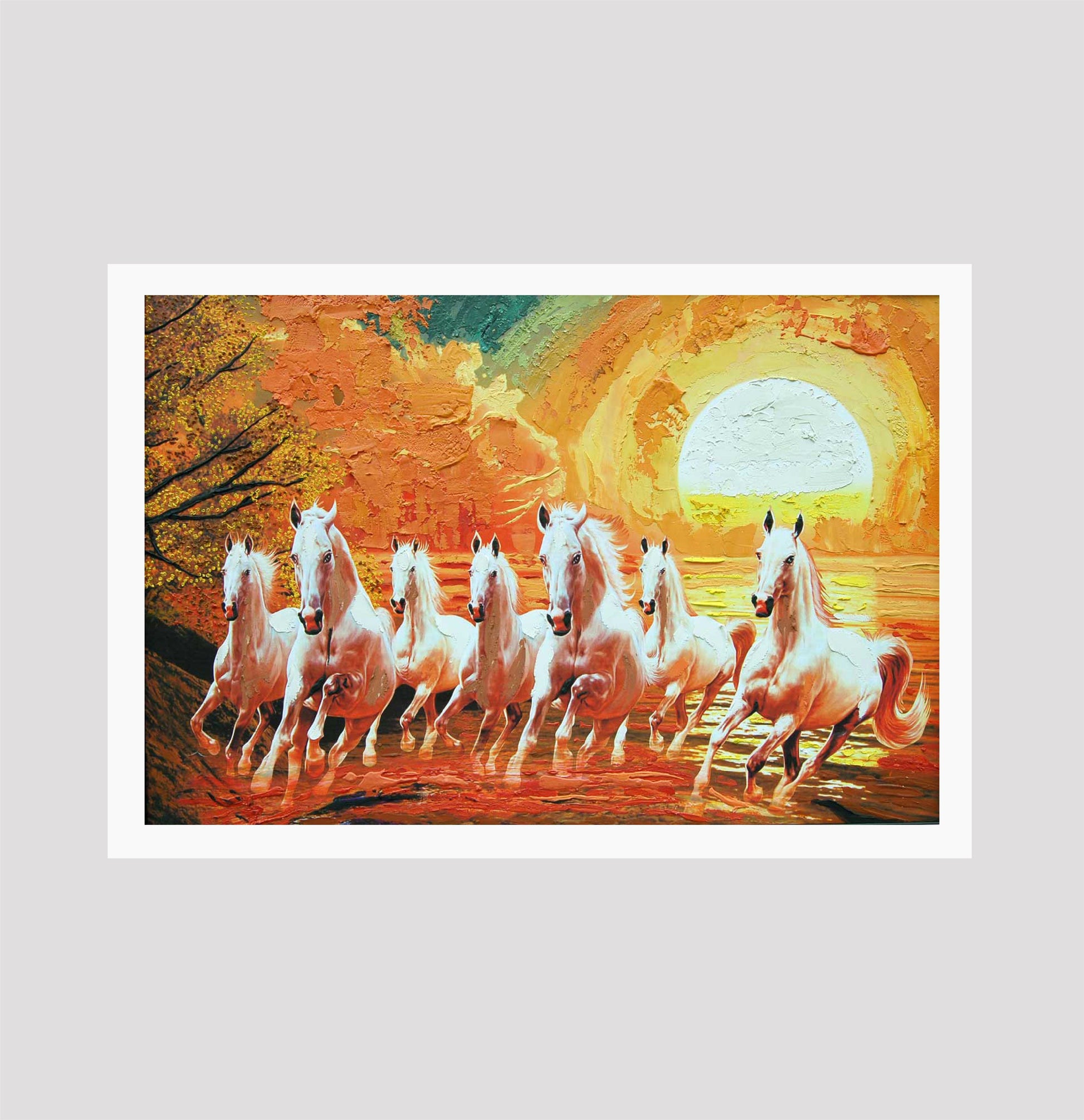 Seven Horses for Grow Business Painting - Meri Deewar 3 : 2 Horizontal Premium Wall Art Canvas by MeriDeewar